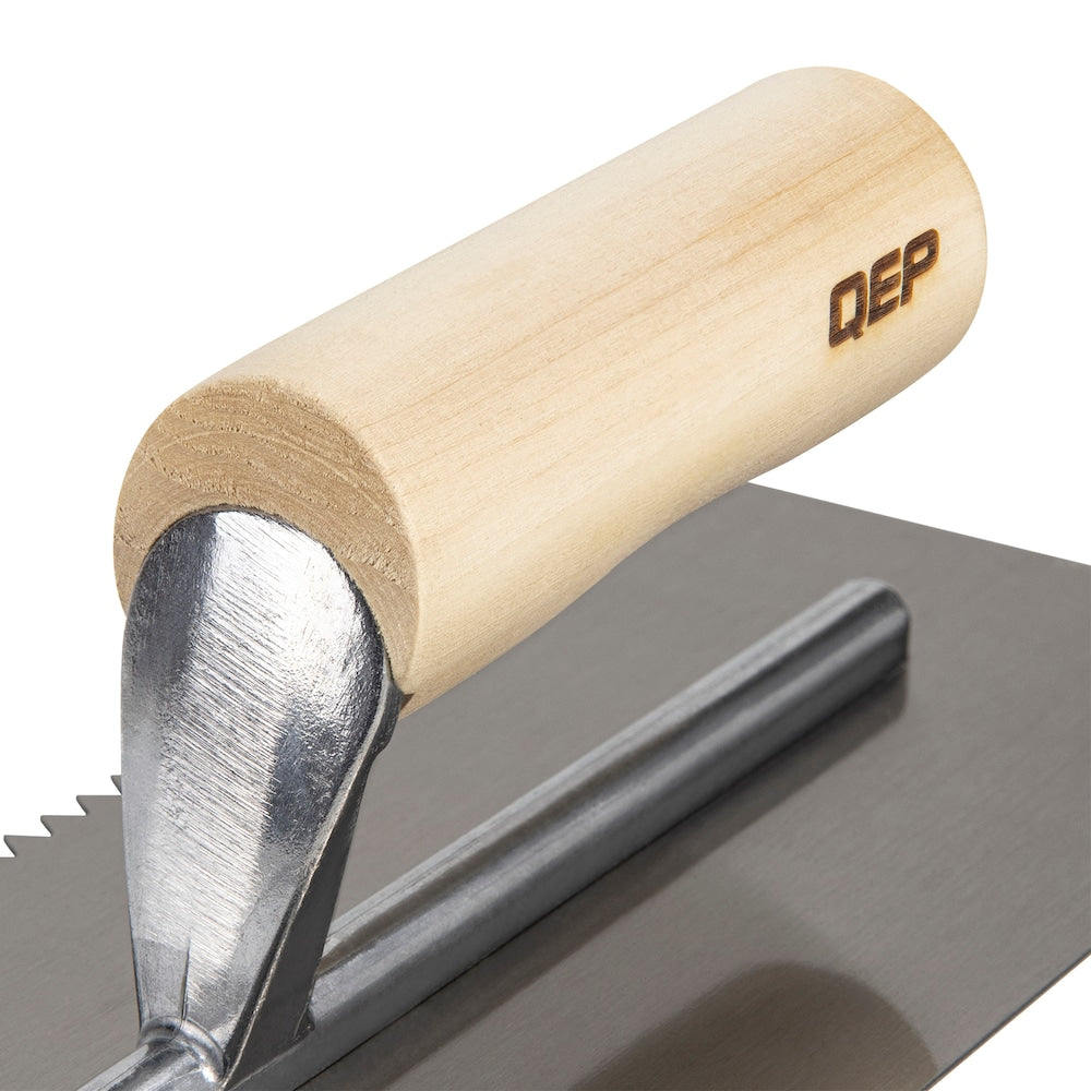 1/4 in. x 3/16 in. Traditional Carbon Steel V-Notch Flooring Trowel with Wood Handle