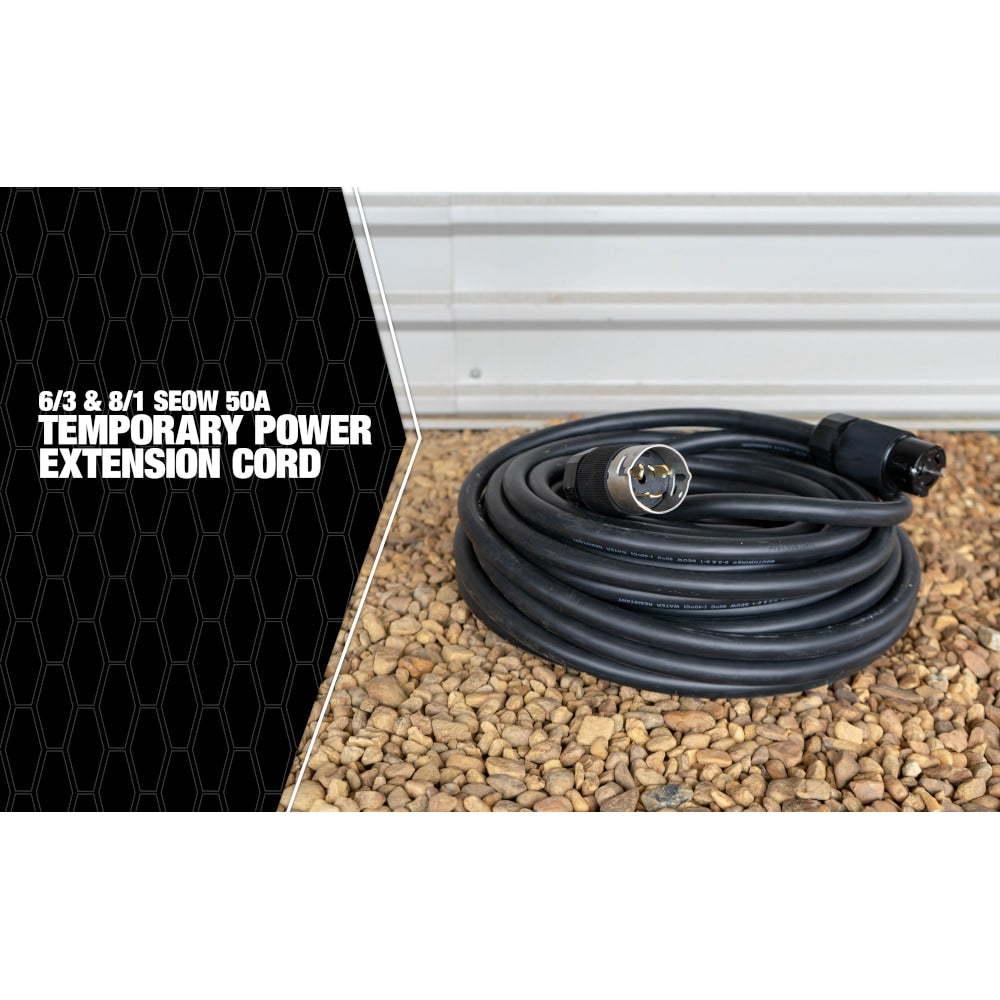 100 ft. 6/3 & 8/1 50A SEOW Cali Standard Twist Lock Extension Cord