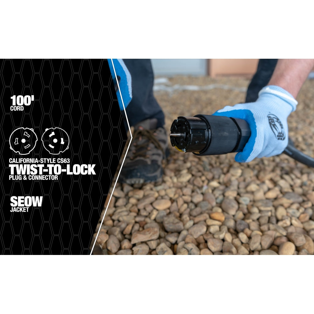 100 ft. 6/3 & 8/1 50A SEOW Cali Standard Twist Lock Extension Cord