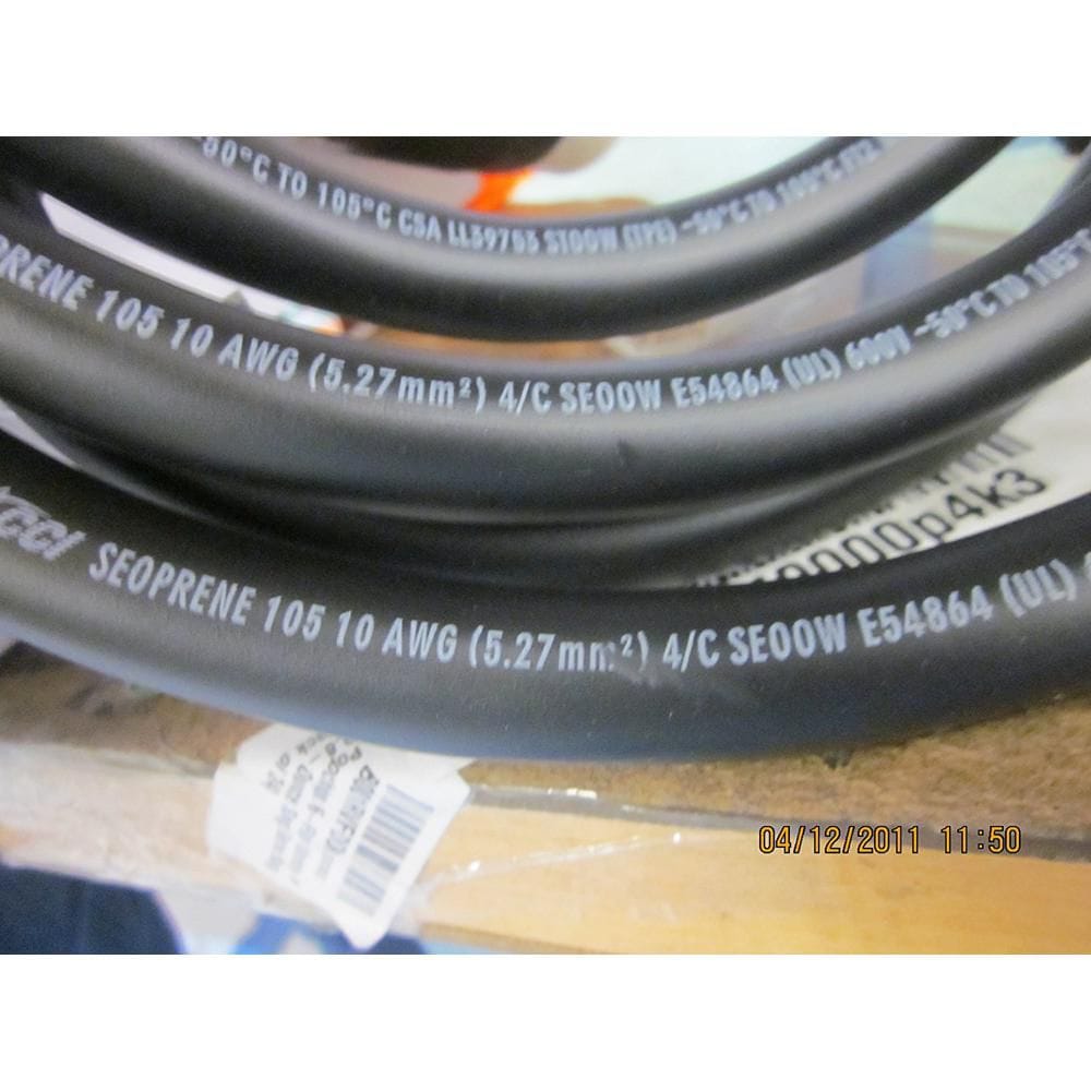 10 ft. 10/4 30A SEOOW Power Distribution/Generator Extension Cord