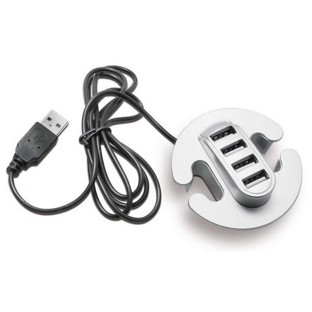 4-Port USB 2.0 Hub Desktop Grommet with Cable, Silver