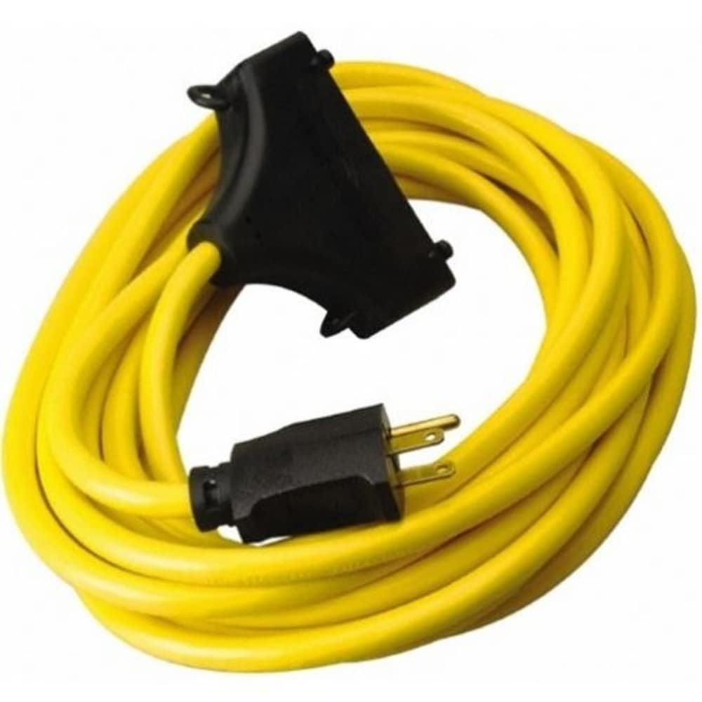 Yellow GFCI Tri-Outlet Extension Cord 12/3 SJTW 2 ft. (0.6 M)