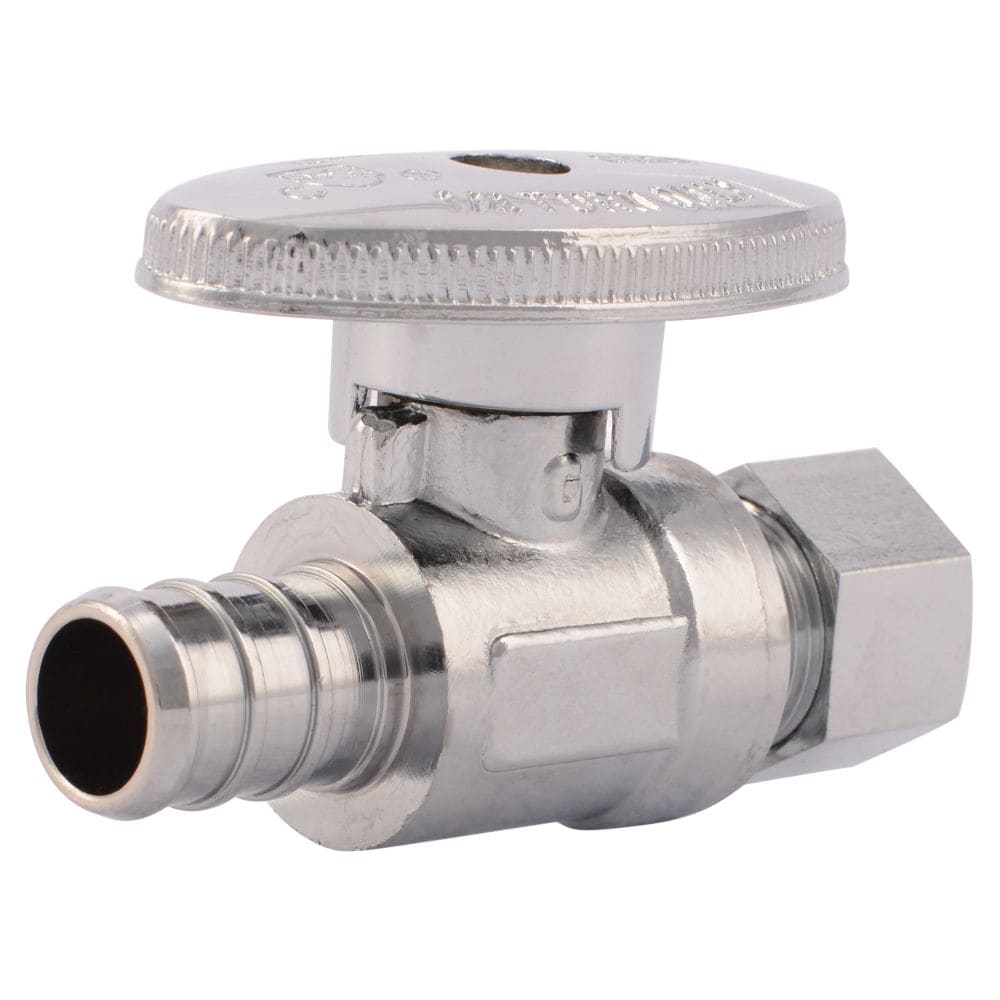 Butée droite à compression PEX en laiton chromé de 1/2 po x 3/8 po de diamètre extérieur