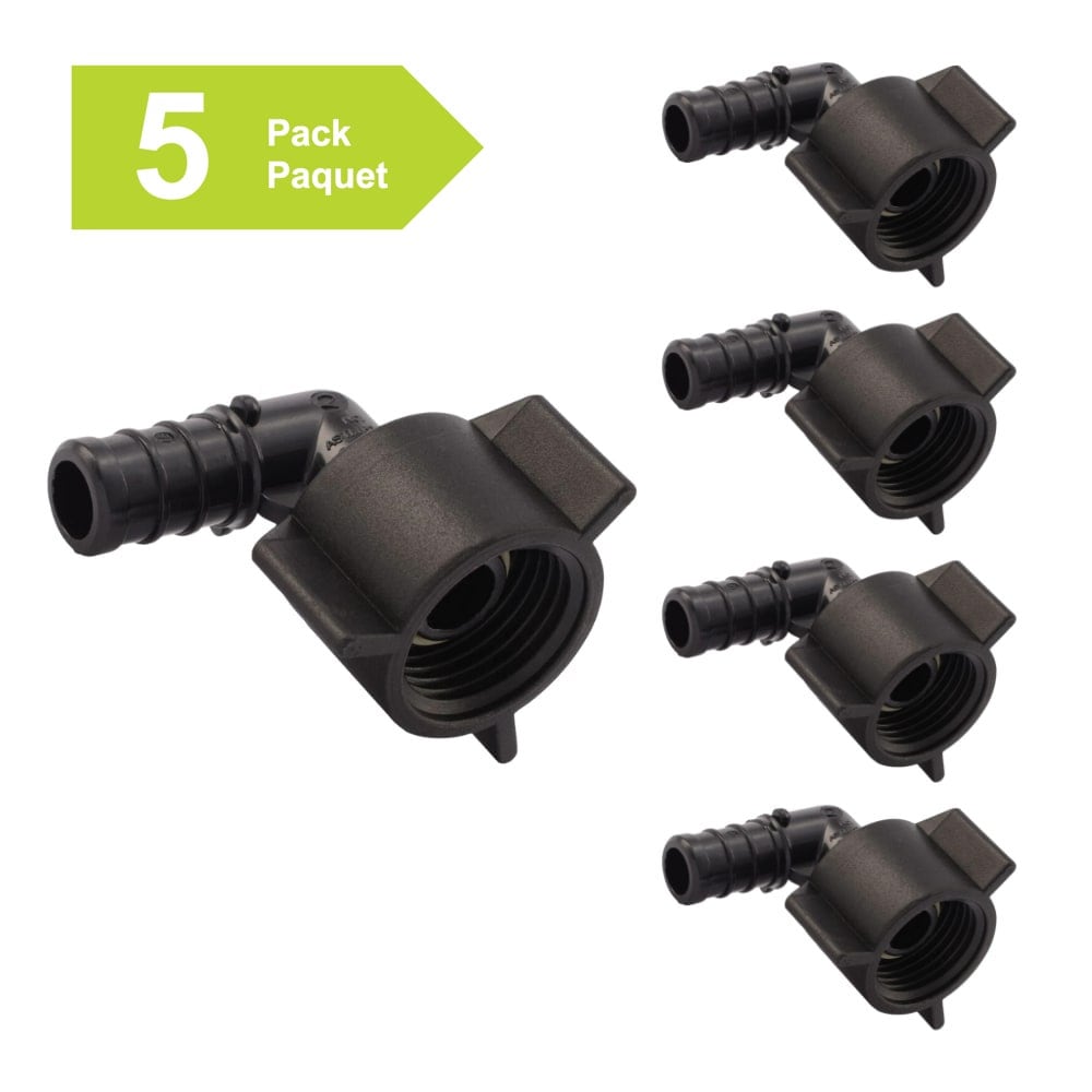 Raccord adaptateur femelle pivotant en plastique PEX de 1/2 po (FNPT) pour tuyau PEX - Paquet de 5