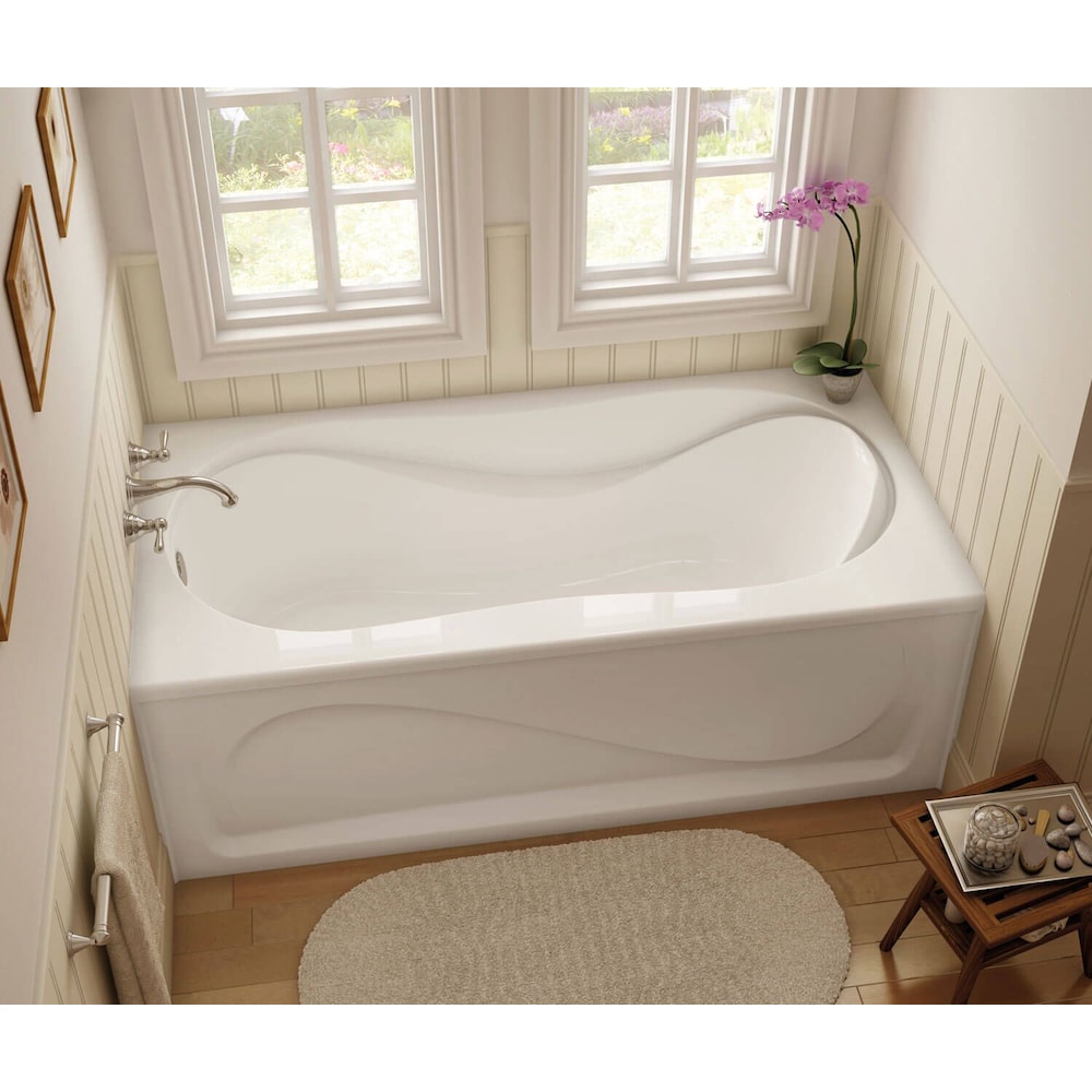 Cocoon 60L x 30W x 21H Acrylic Rectangular Alcove Bathtub, Left Drain, in White with 12-inch Soaking Depth