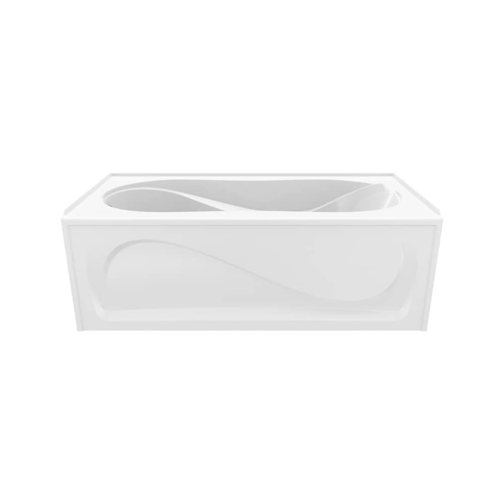 Cocoon 60L x 30W x 21H Acrylic Rectangular Alcove Bathtub, Left Drain, in White with 12-inch Soaking Depth
