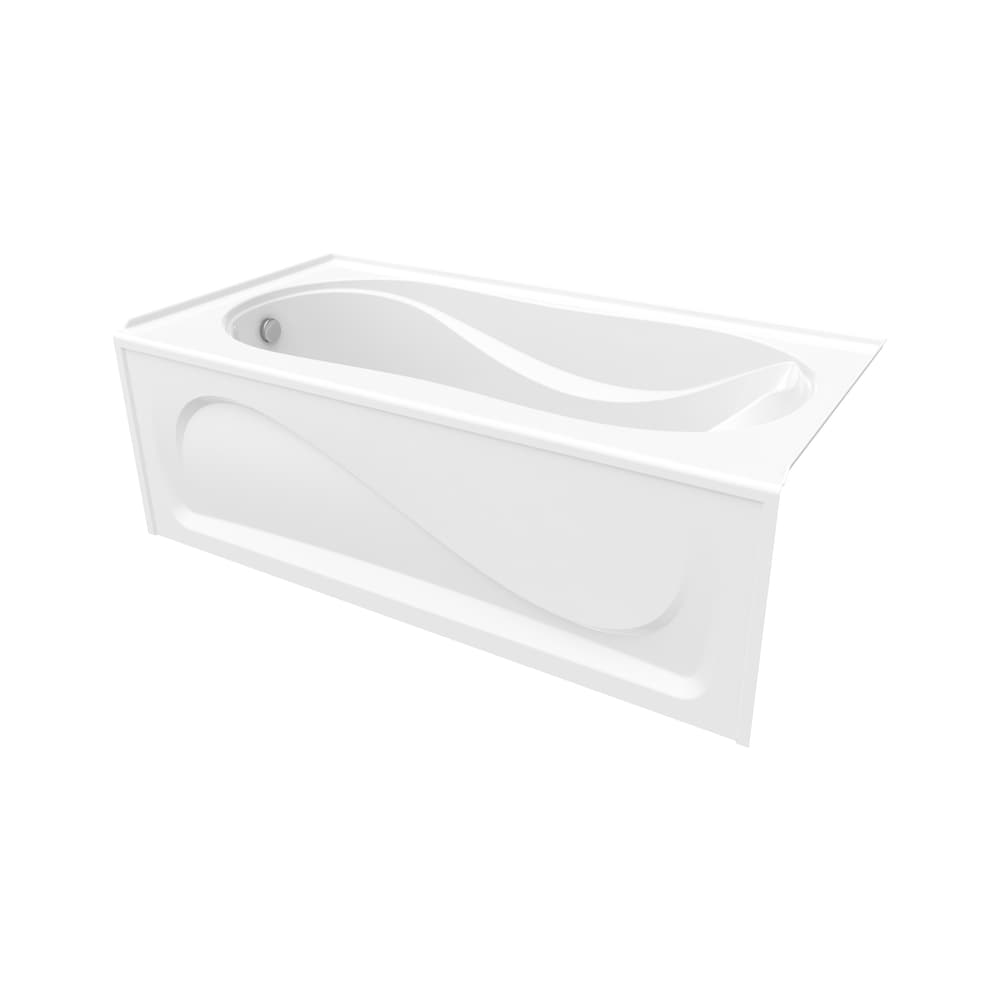 Cocoon 60L x 30W x 21H Acrylic Rectangular Alcove Bathtub, Left Drain, in White with 12-inch Soaking Depth
