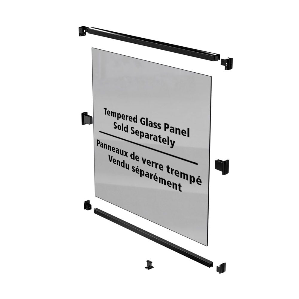AquatinePLUS 44-inch W x 4 ft. H Aluminum Metal Rail Kit in Black for Pool Fencing Glass Panels