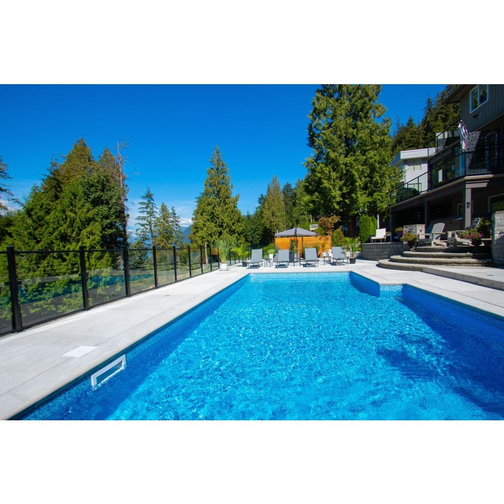AquatinePLUS 44-inch W x 4 ft. H Aluminum Metal Rail Kit in Black for Pool Fencing Glass Panels