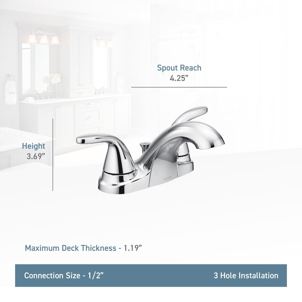 Adler 2 Handle 4-inch Centerset Bathroom Sink Faucet/Tap in Chrome (Drain and Valve Included)