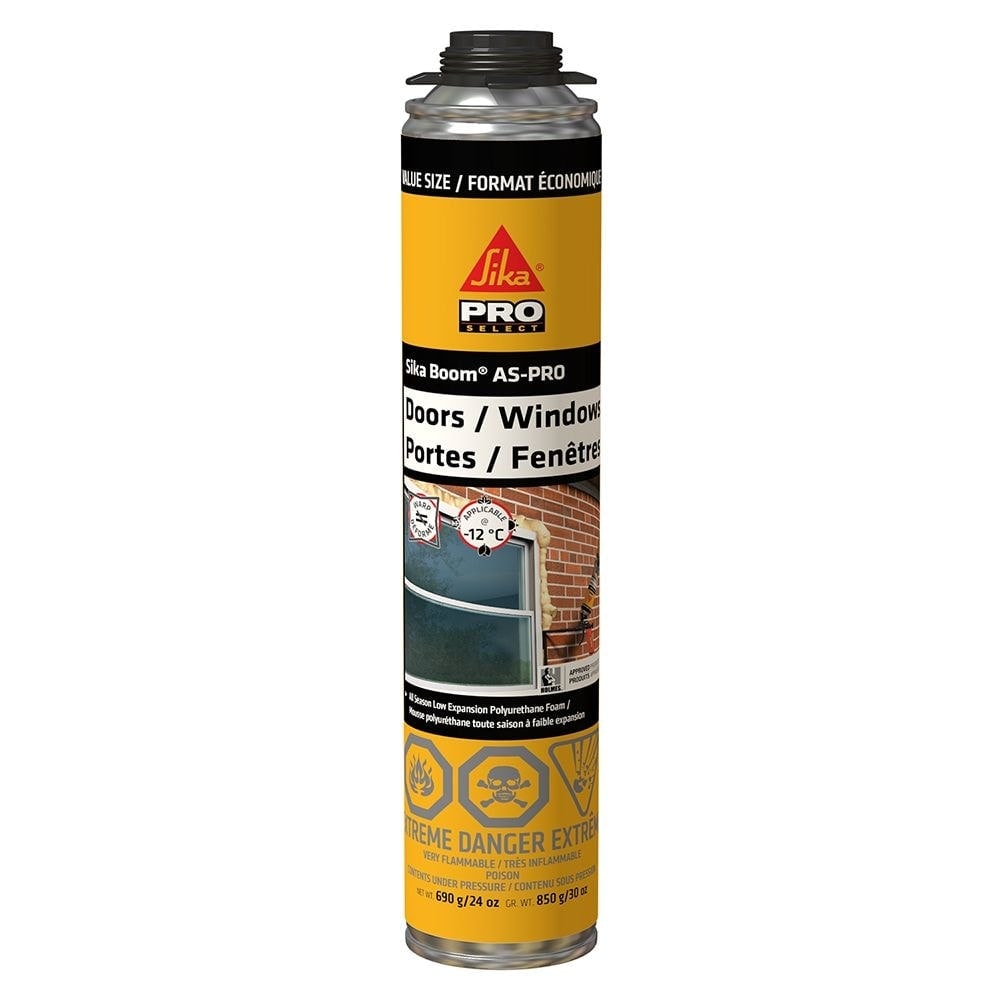 Sika Boom AS-PRO, 30 oz Spray Foam for Doors and Windows Insulation Gun-Grade Polyurethane Foam 850g
