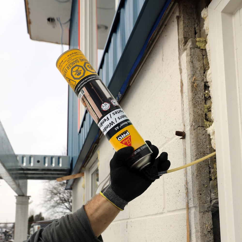 Sika Boom AS, 30 oz, Mousse pulvérisée pour isolation des portes et fenêtres avec paille réutilisable, 850 g