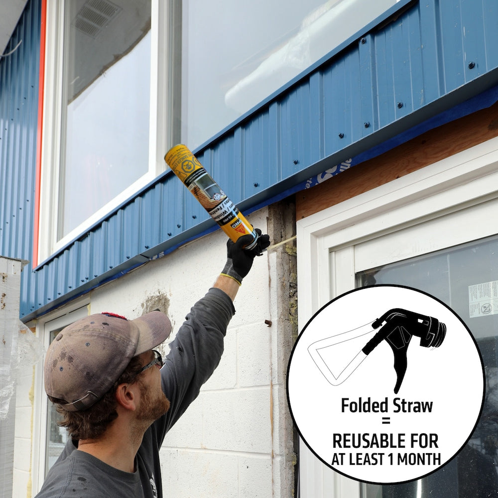 Sika Boom AS, 30 oz, Mousse pulvérisée pour isolation des portes et fenêtres avec paille réutilisable, 850 g