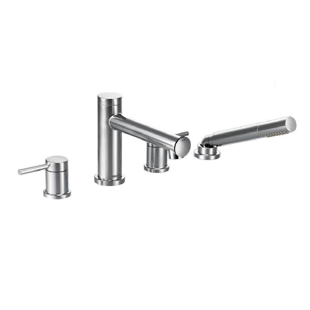 Align 2-Handle Deck Mount Roman Tub Faucet Trim Kit with Hand shower in Chrome (Valve Not Included)