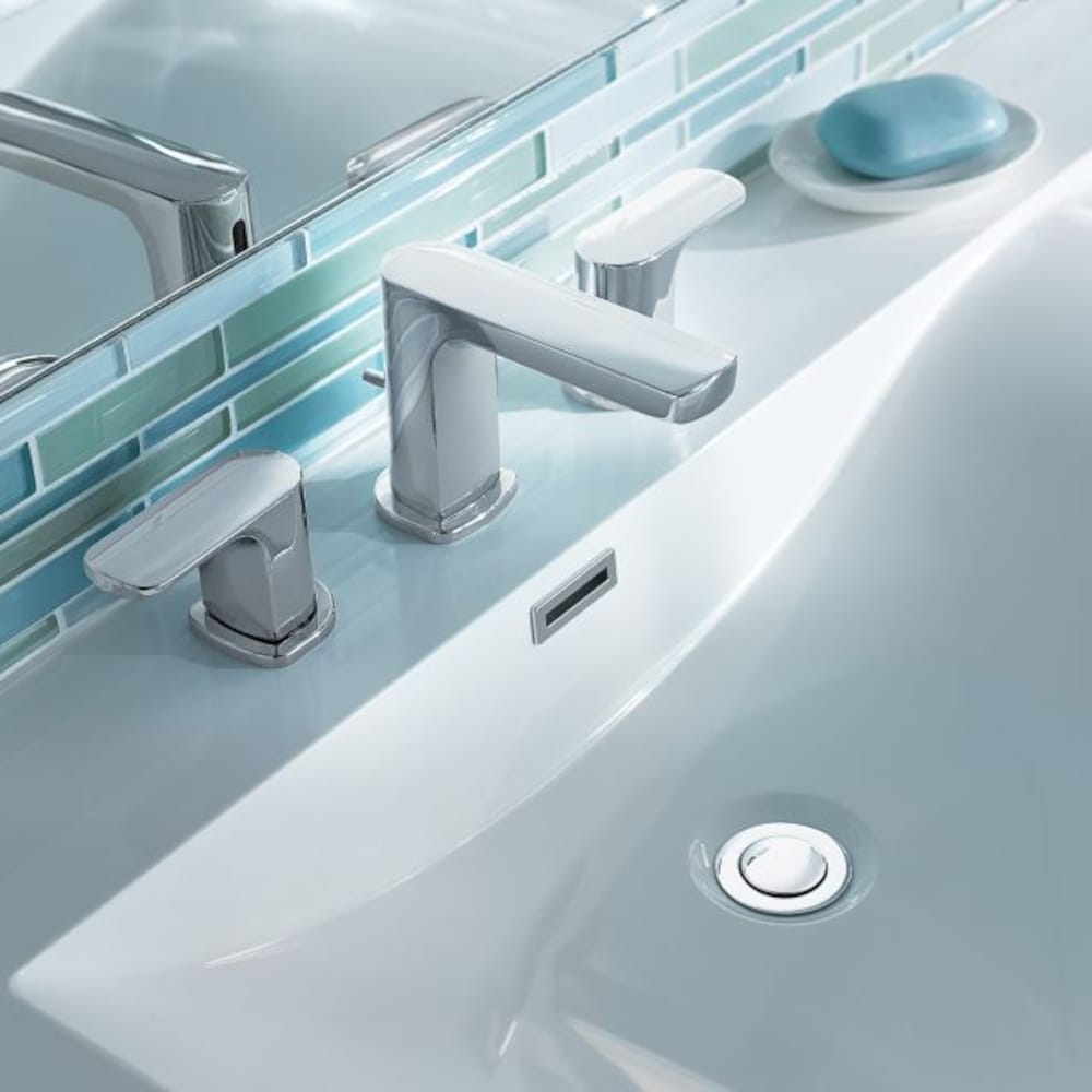Robinet de lavabo de salle de bain à 2 poignées Rizon de 8 à 16 pouces en chrome (drain inclus; valve non incluse)