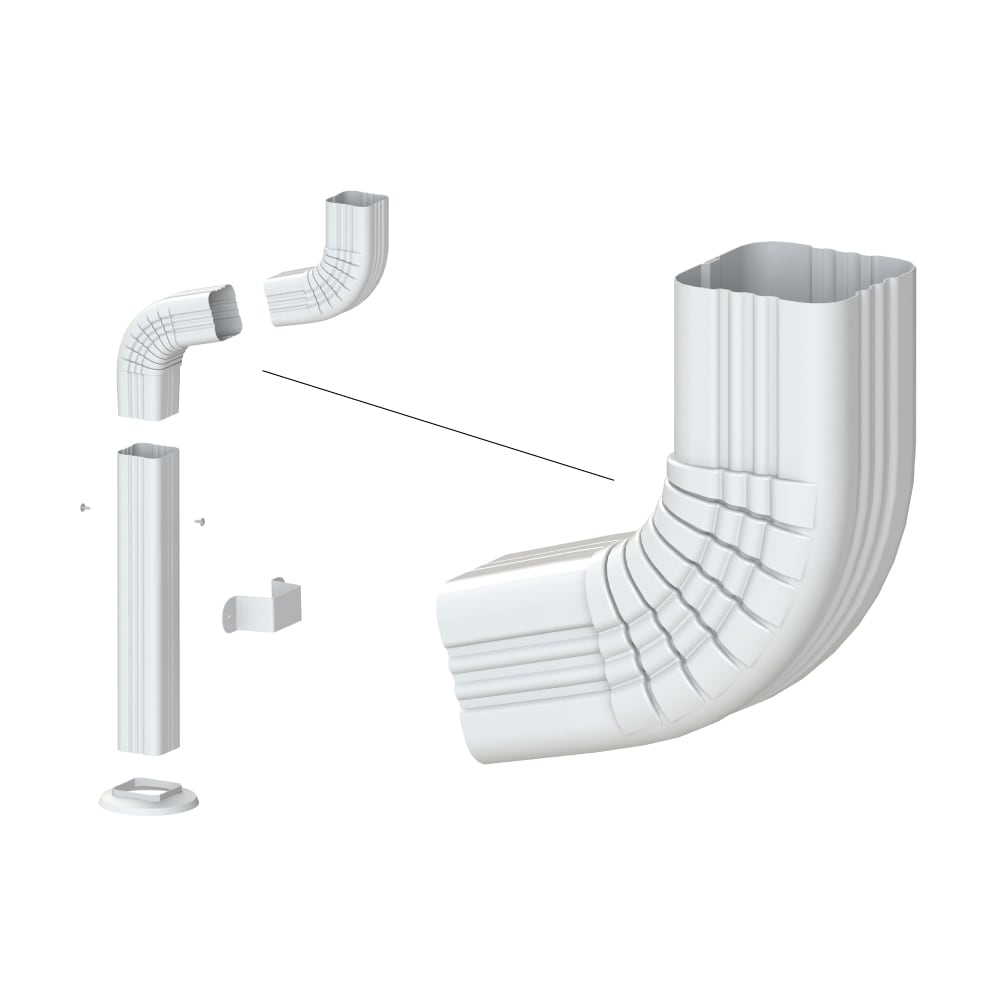 Coude carré en A pour gouttière en aluminium de 2 5/8 po x 2 5/8 po en blanc, paquet professionnel (30 pièces)