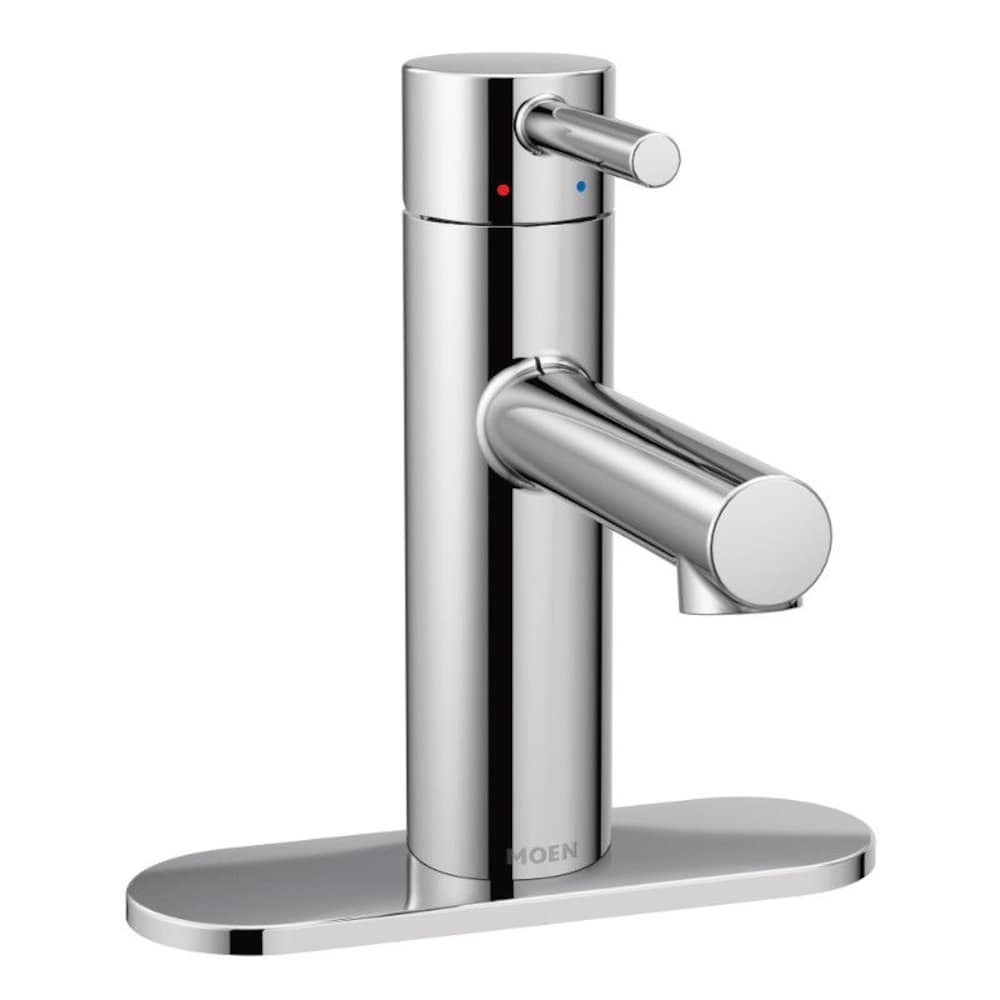 Robinet de lavabo de salle de bain à poignée unique de 4 pouces avec plaque de pont en chrome (vidange et valve incluses)