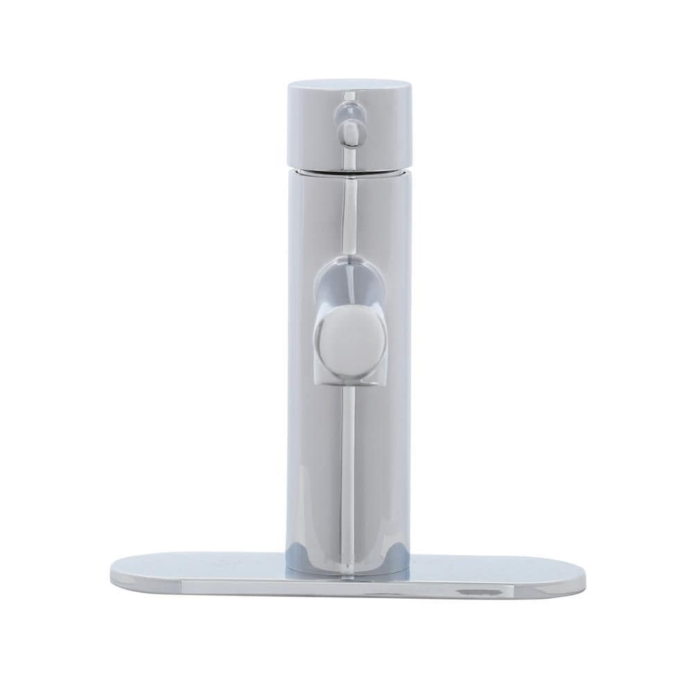 Robinet de lavabo de salle de bain à poignée unique de 4 pouces avec plaque de pont en chrome (vidange et valve incluses)