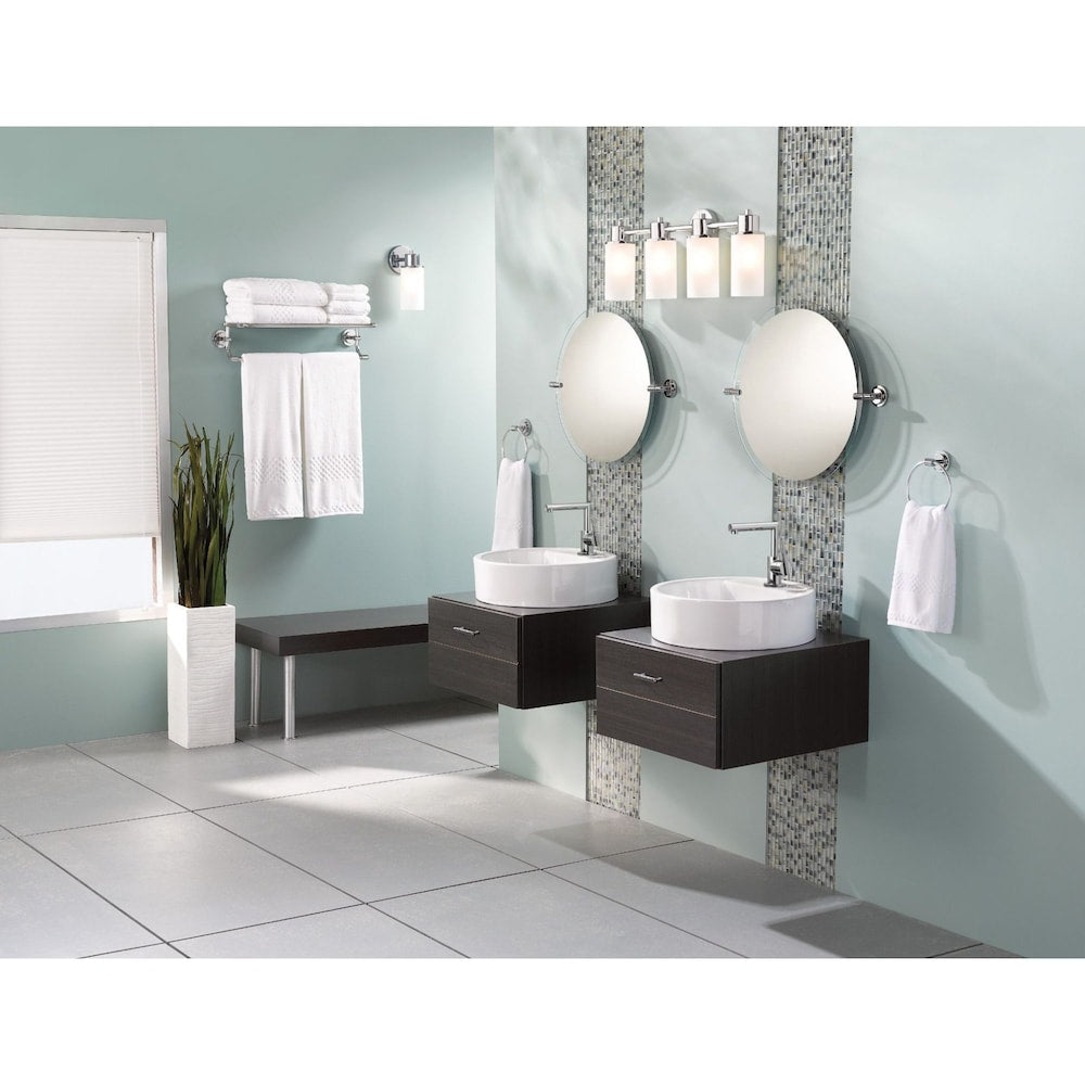 Robinet de lavabo de salle de bain à poignée unique de 4 pouces avec plaque de pont en chrome (vidange et valve incluses)