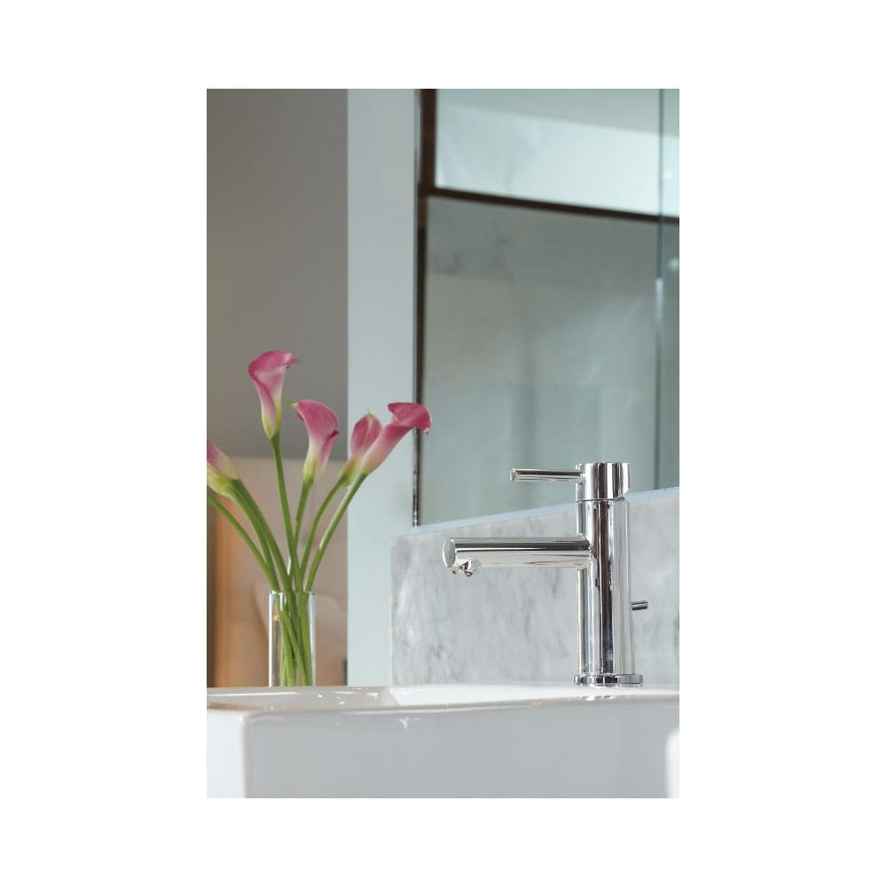 Robinet de lavabo de salle de bain à poignée unique de 4 pouces avec plaque de pont en chrome (vidange et valve incluses)