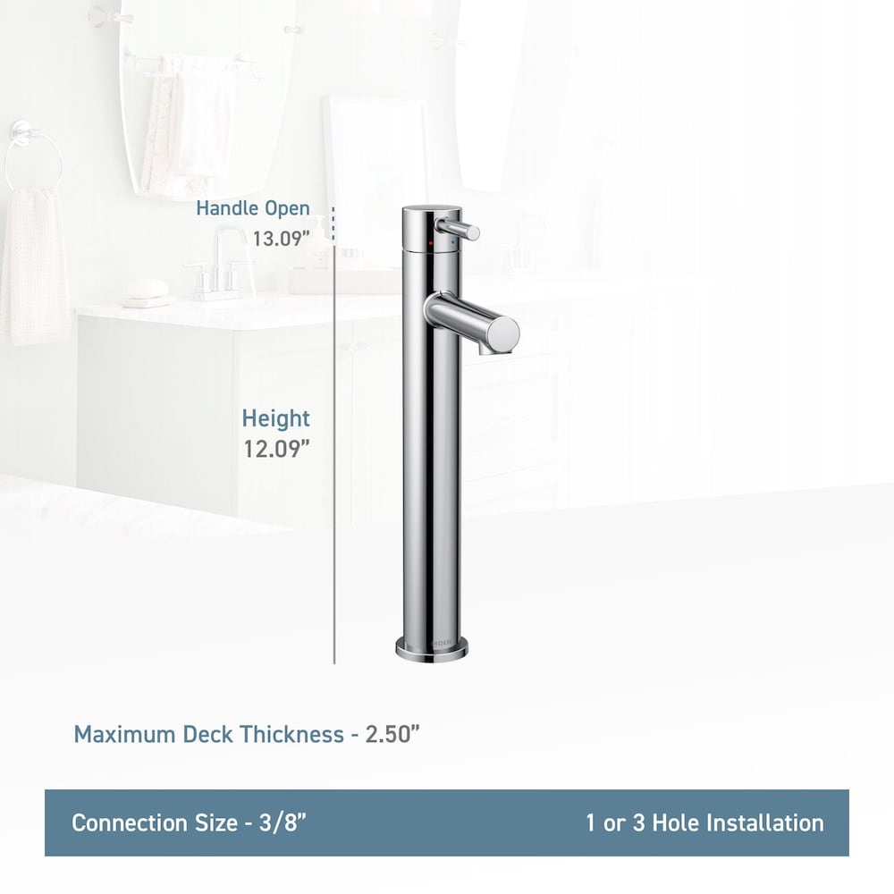 Robinet de lavabo de salle de bain à trou unique à poignée unique Align en chrome (drain non inclus; valve incluse)