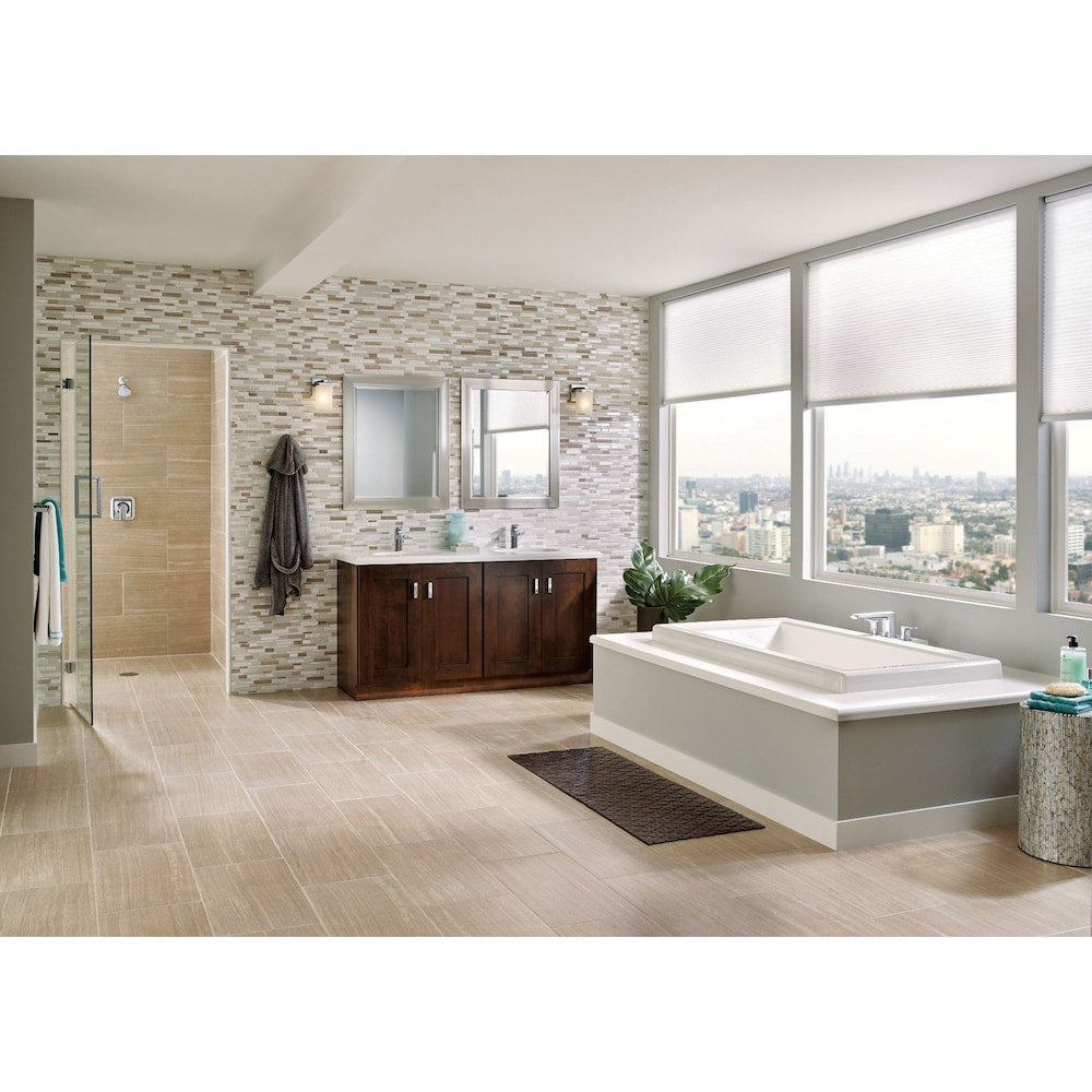 Robinet de lavabo de salle de bain à poignée unique Rizon en chrome (vidange et valve incluses)