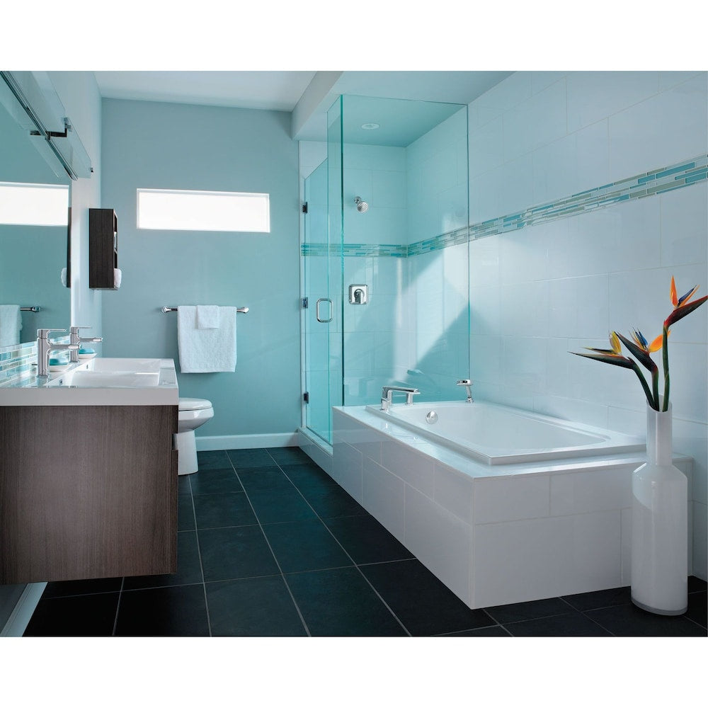 Robinet de lavabo de salle de bain à poignée unique Rizon en chrome (vidange et valve incluses)