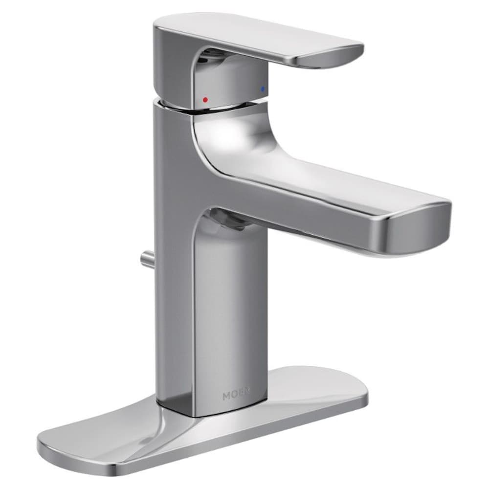 Robinet de lavabo de salle de bain à poignée unique Rizon en chrome (vidange et valve incluses)