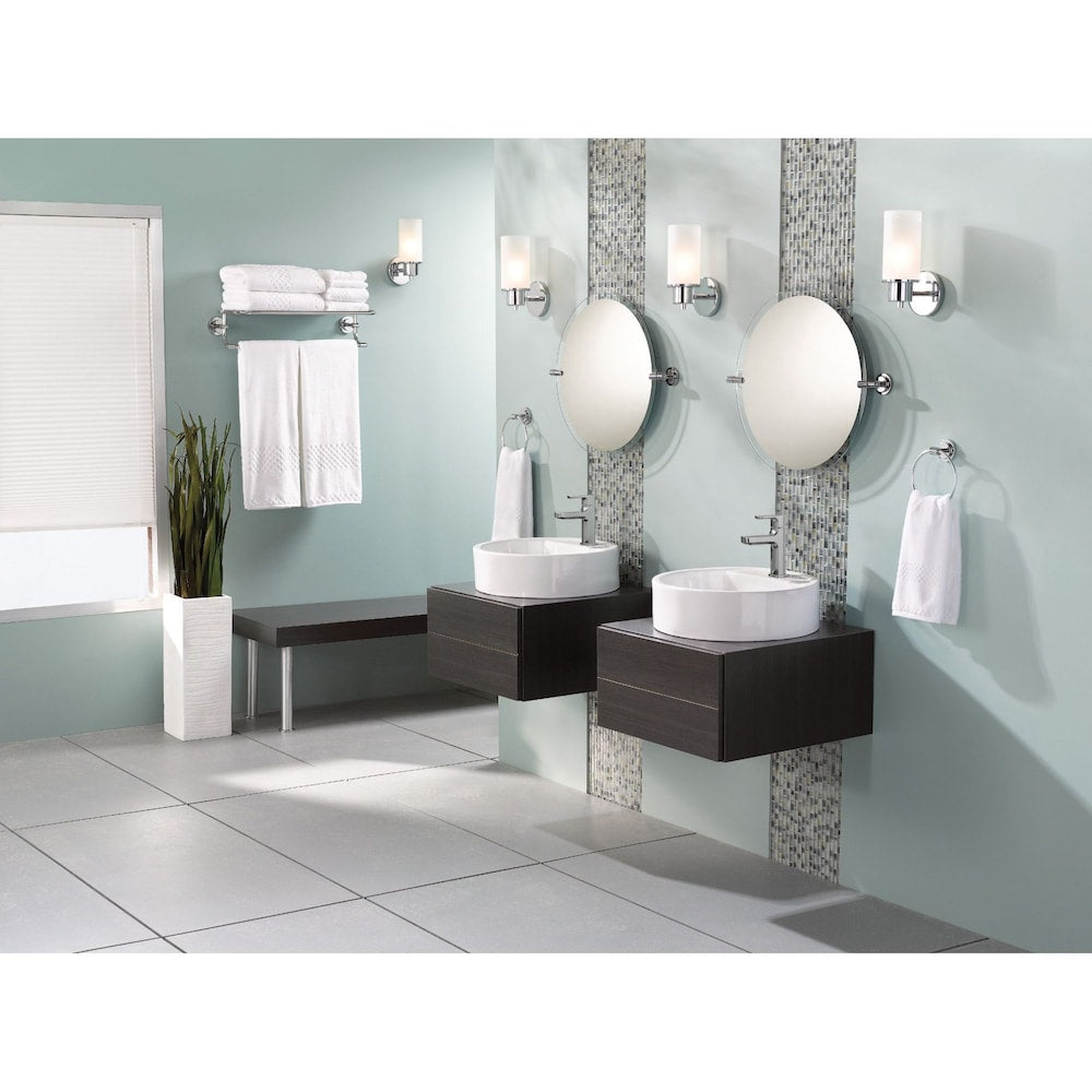 Robinet de lavabo de salle de bain à poignée unique Rizon en chrome (vidange et valve incluses)