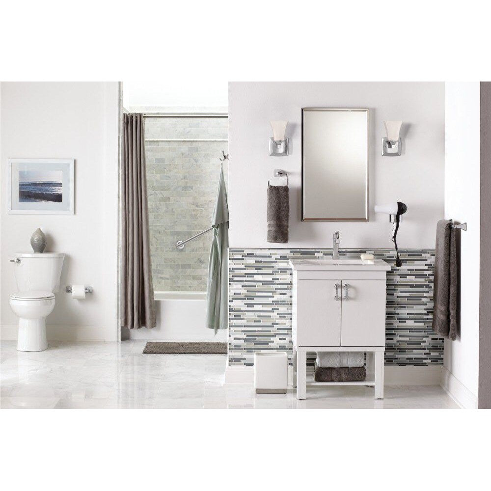 Robinet de lavabo de salle de bain Voss à poignée unique de 4 pouces avec plaque de pont en chrome (vidange et valve incluses)