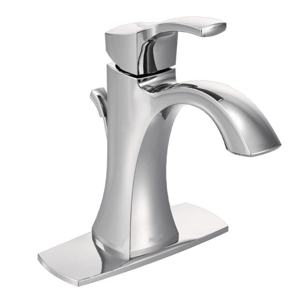 Robinet de lavabo de salle de bain Voss à poignée unique de 4 pouces avec plaque de pont en chrome (vidange et valve incluses)