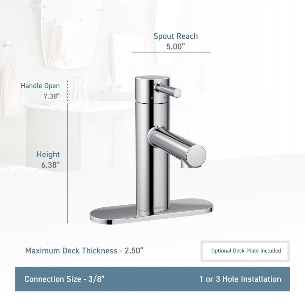Robinet de lavabo de salle de bain à poignée unique de 4 pouces avec plaque de pont en chrome (vidange et valve incluses)
