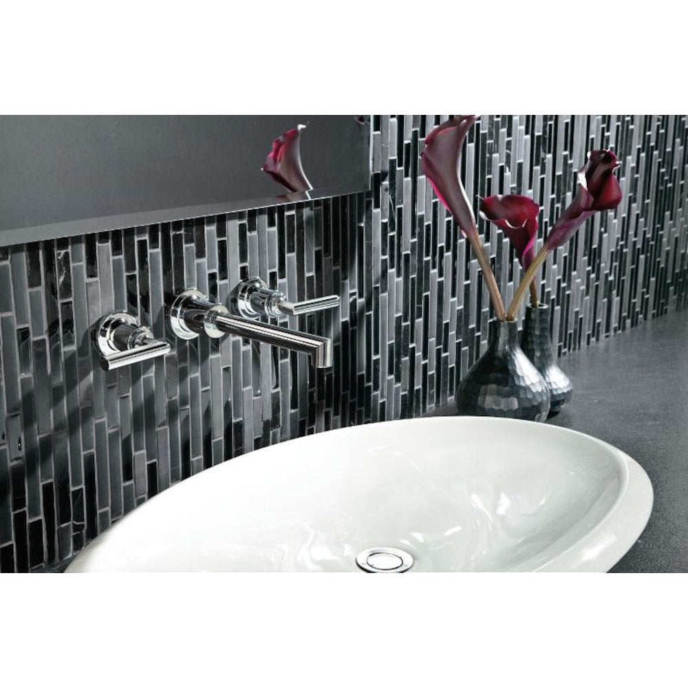 Robinet de lavabo mural à 2 poignées Arris de 8 pouces en chrome (vidange et valve non incluses)