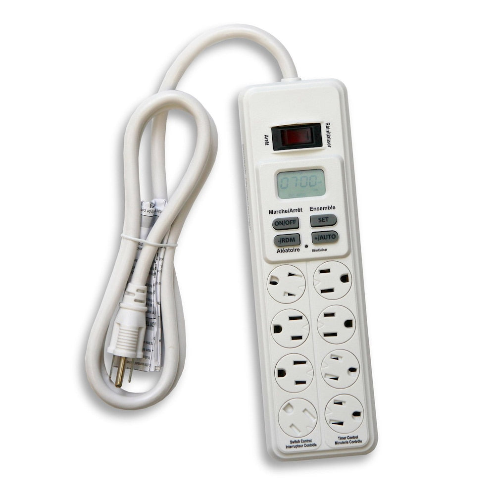 Multiprise à 8 prises avec rallonge de minuterie numérique programmable sur 7 jours