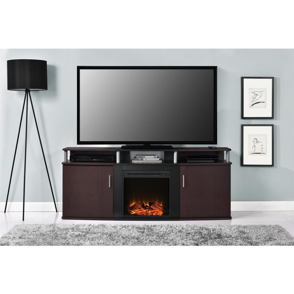 Carson 135 lb. Capacity Electric Fireplace Entertainment Console for 70-inch TVs in Cherry and Black
