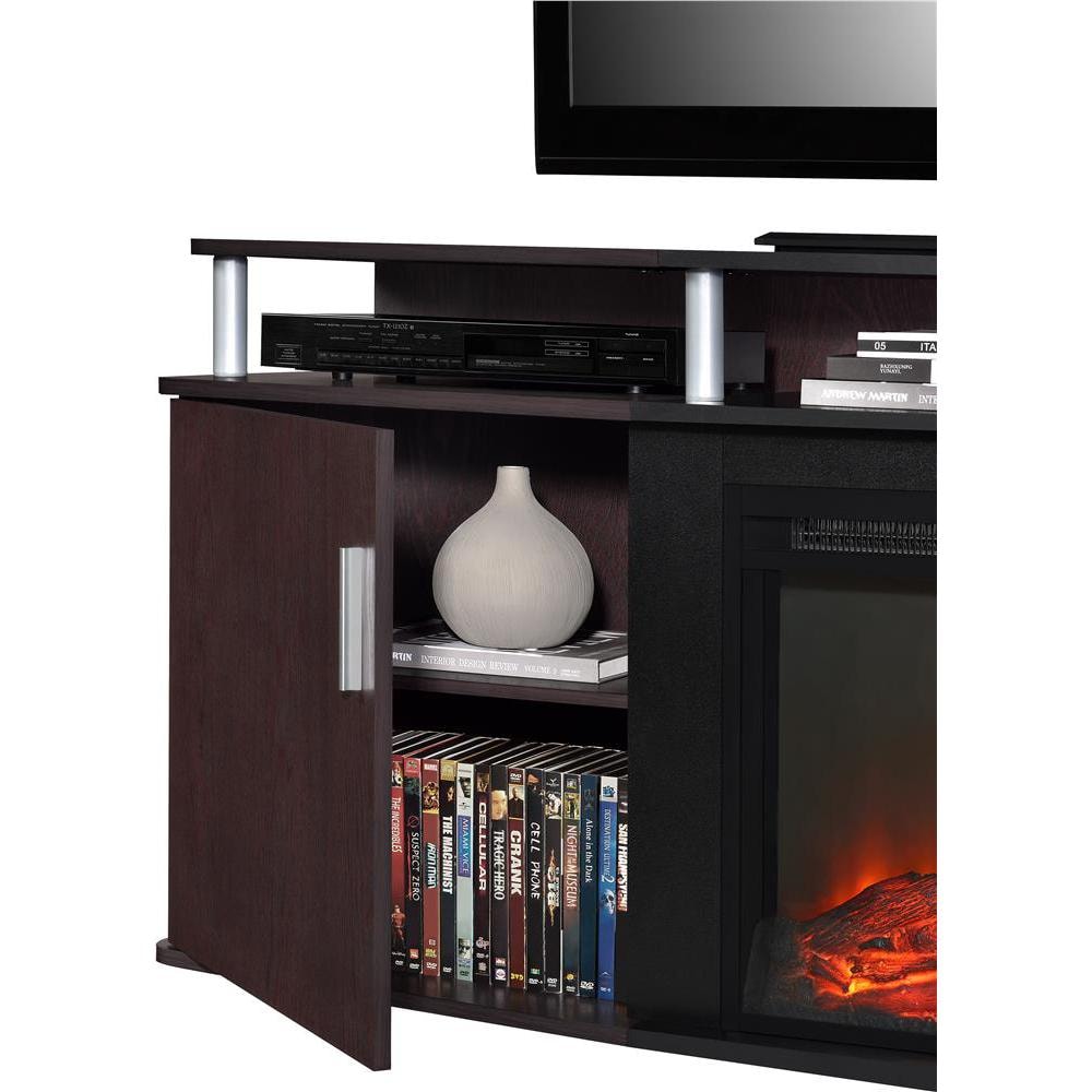 Carson 135 lb. Capacity Electric Fireplace Entertainment Console for 70-inch TVs in Cherry and Black