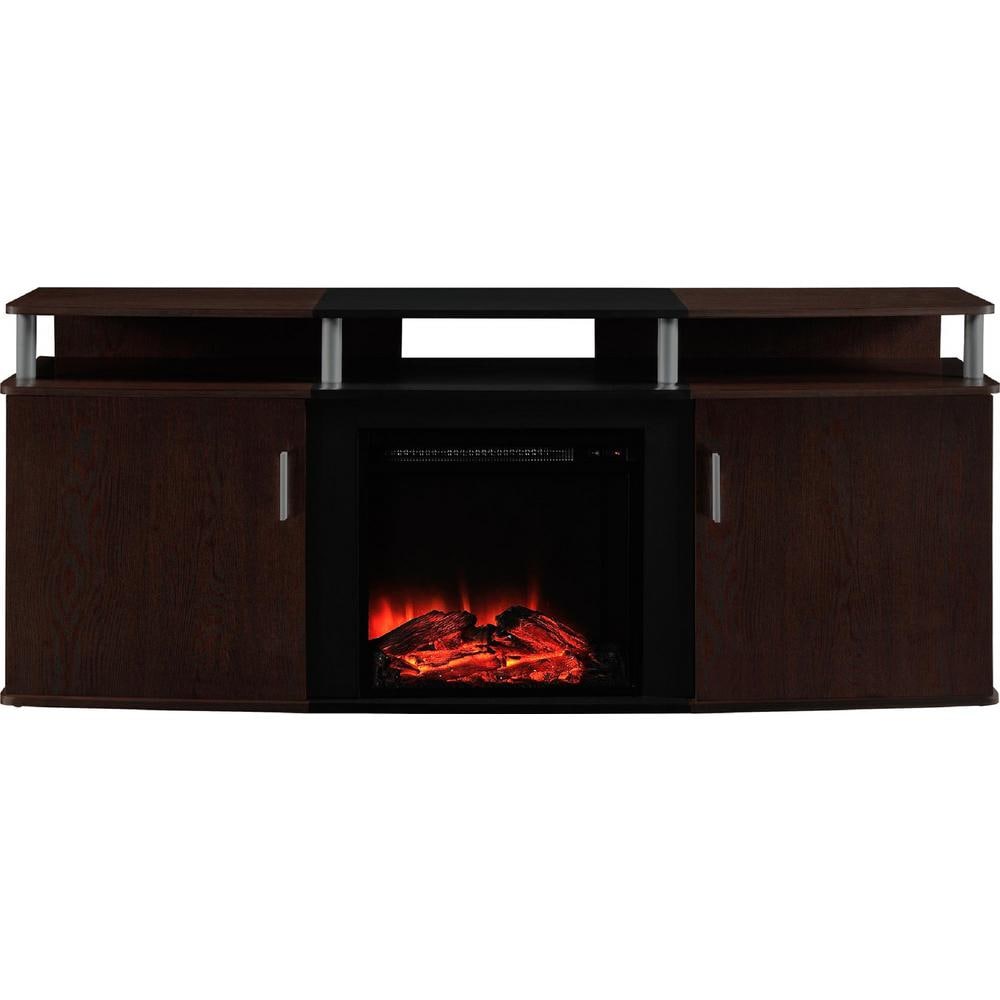 Carson 135 lb. Capacity Electric Fireplace Entertainment Console for 70-inch TVs in Cherry and Black