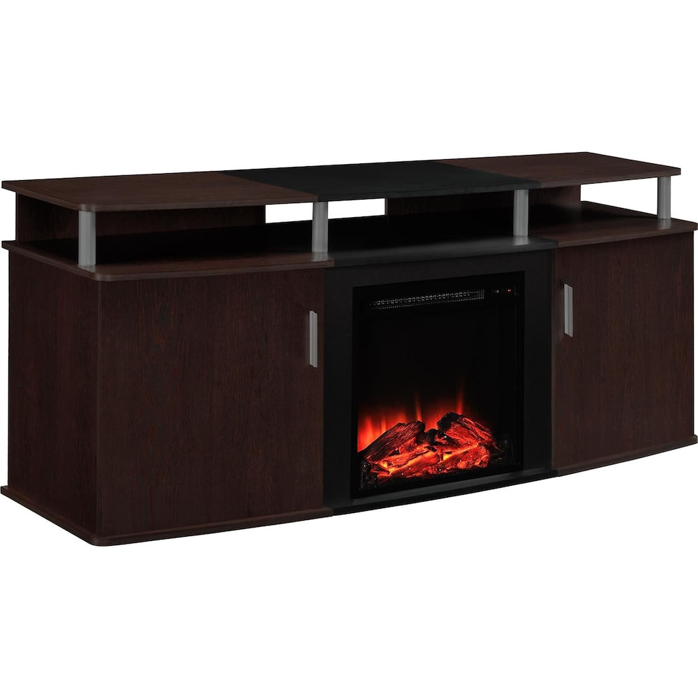 Carson 135 lb. Capacity Electric Fireplace Entertainment Console for 70-inch TVs in Cherry and Black