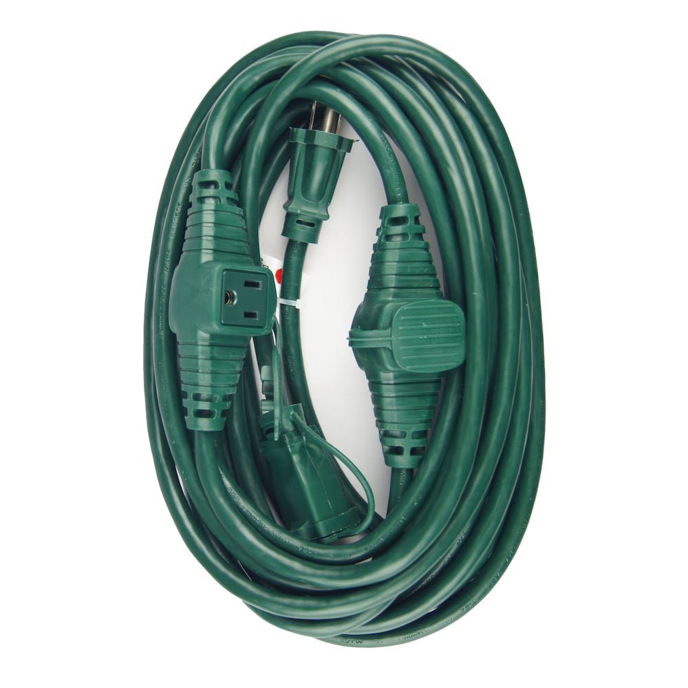 25 ft. 16 Gauge 13 Amps Outdoor Light Duty 3-Conductor Inline Multi-Outlet Extension Cord