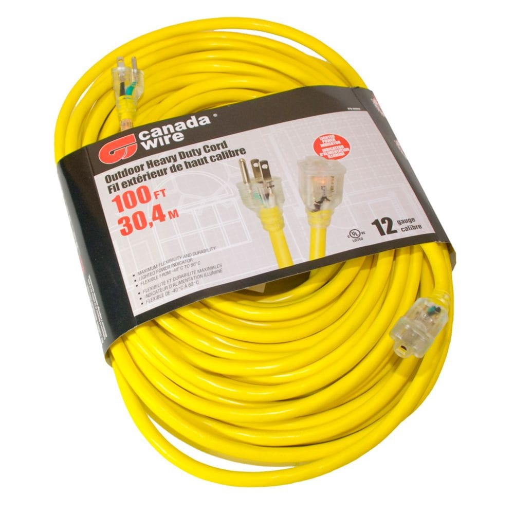 SJTW 12/3 30,4 M (100 pieds) Extrémité à éclairage unique - JAUNE