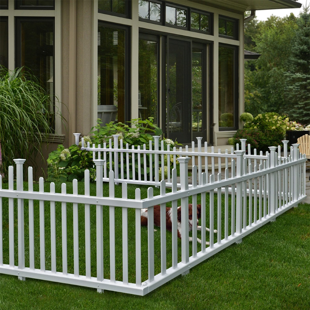 Madison 2.5 ft. x 5 ft. No-Dig Vinyl Garden Picket Fence Panel Kit