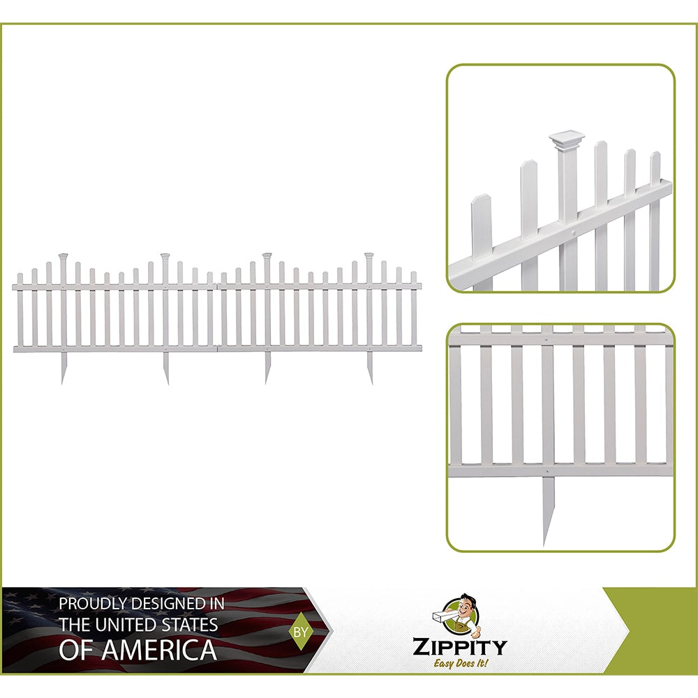 Madison 2.5 ft. x 5 ft. No-Dig Vinyl Garden Picket Fence Panel Kit