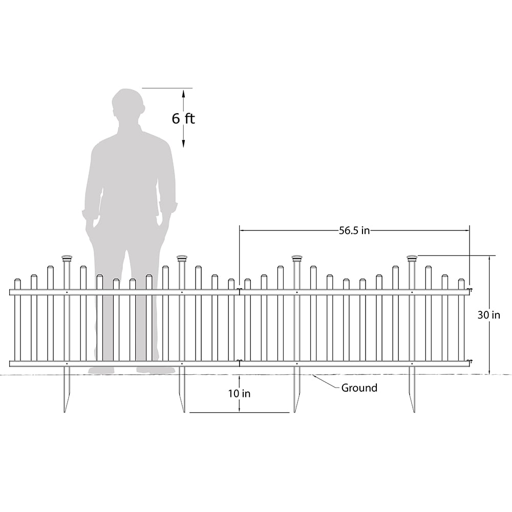 Madison 2.5 ft. x 5 ft. No-Dig Vinyl Garden Picket Fence Panel Kit