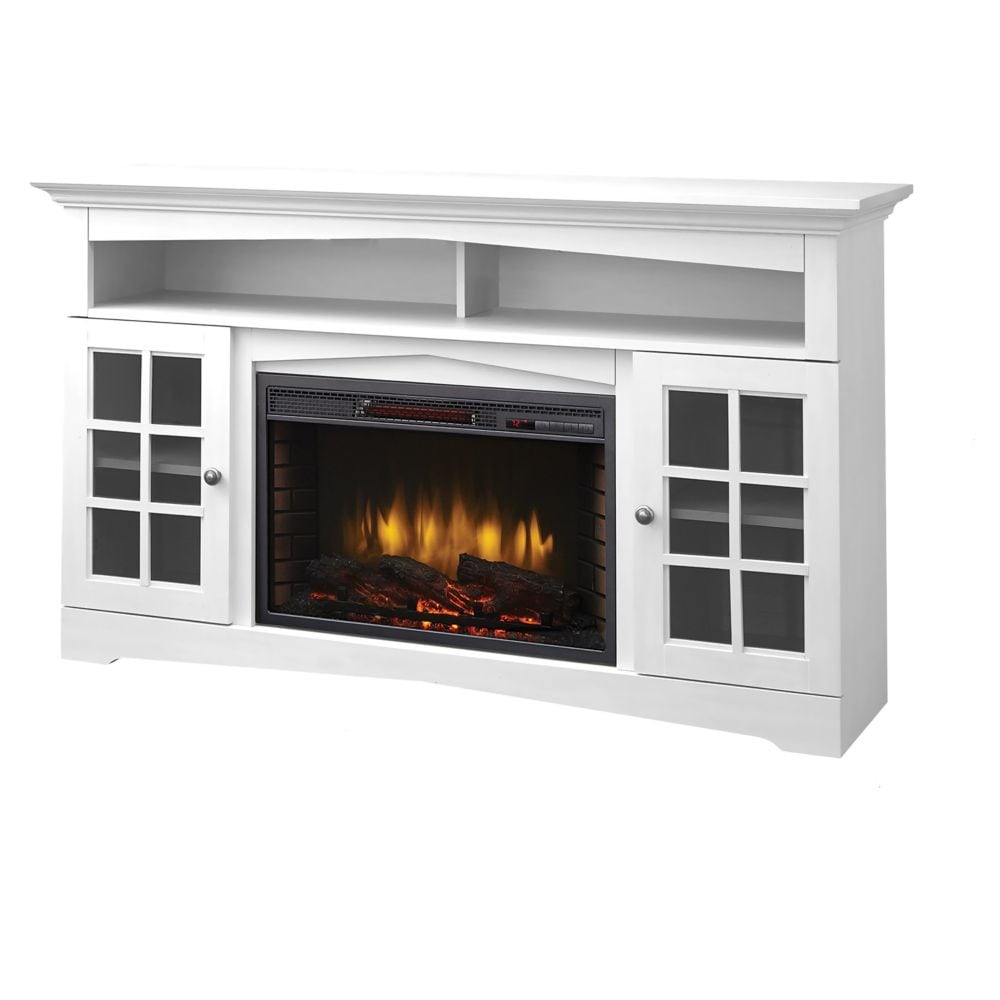 Huntley Foyer électrique de 59 pouces et support multimédia en blanc