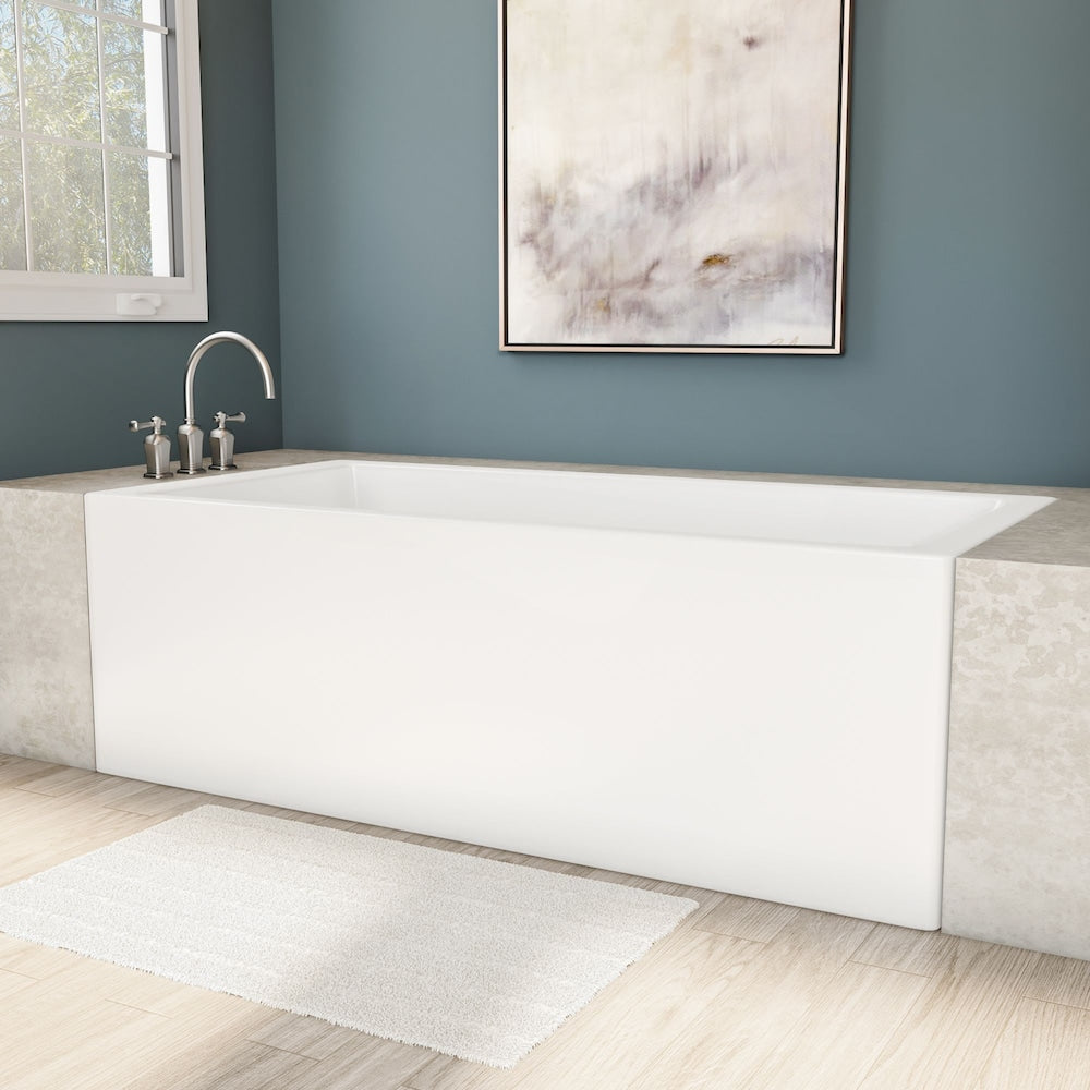 Baignoire rectangulaire en acrylique Austin de 60 po x 30 po x 20 po de hauteur, drain à droite, profondeur de trempage de 12 po, blanche