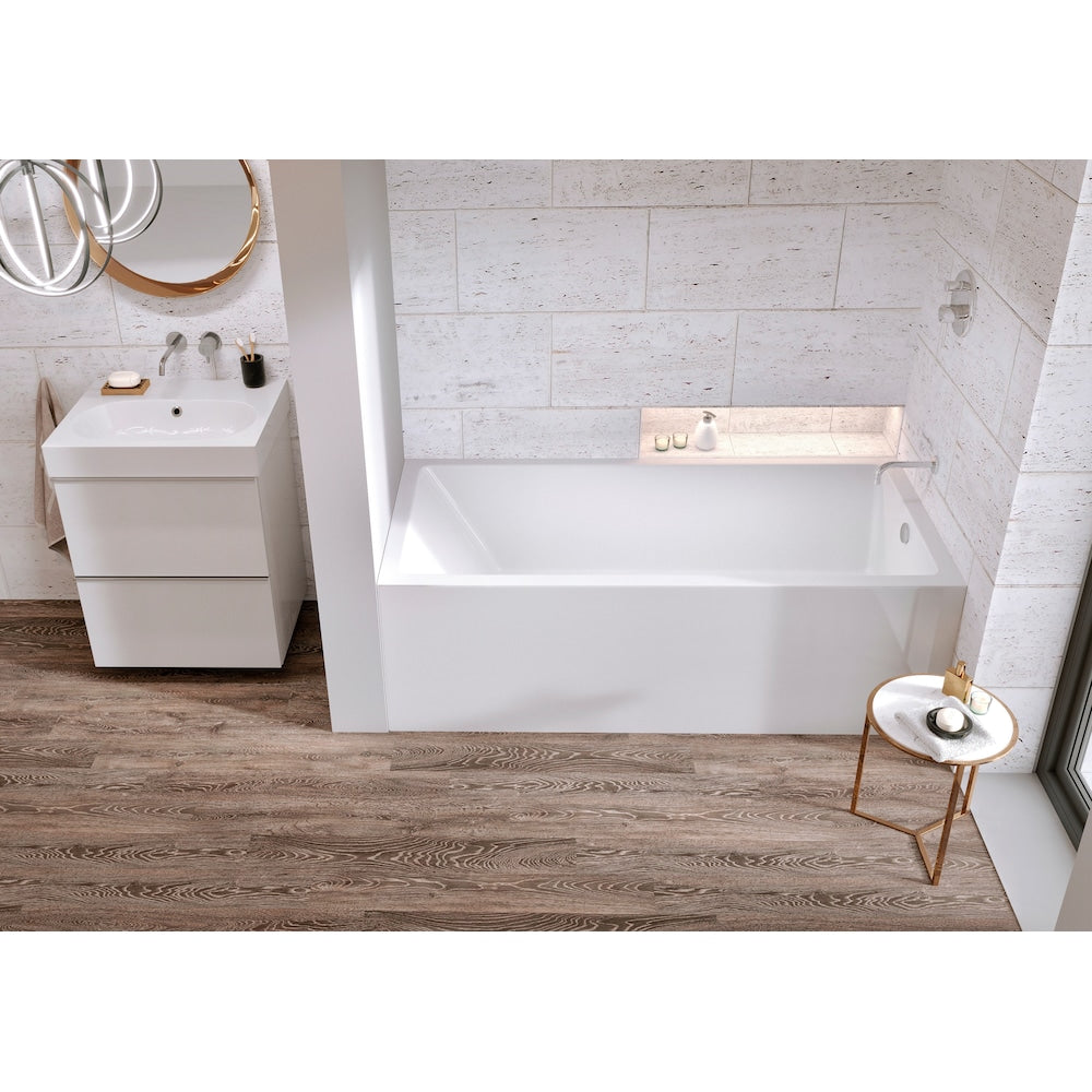 Baignoire rectangulaire en acrylique Austin de 60 po x 30 po x 20 po de hauteur, drain à droite, profondeur de trempage de 12 po, blanche