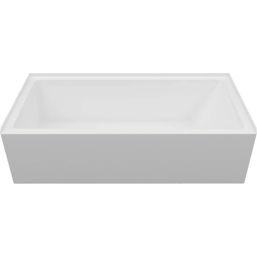 Baignoire rectangulaire en acrylique Austin 16 L 60 po x l 30 po x H 16 po, drain à droite, profondeur de trempage de 10 po, blanche