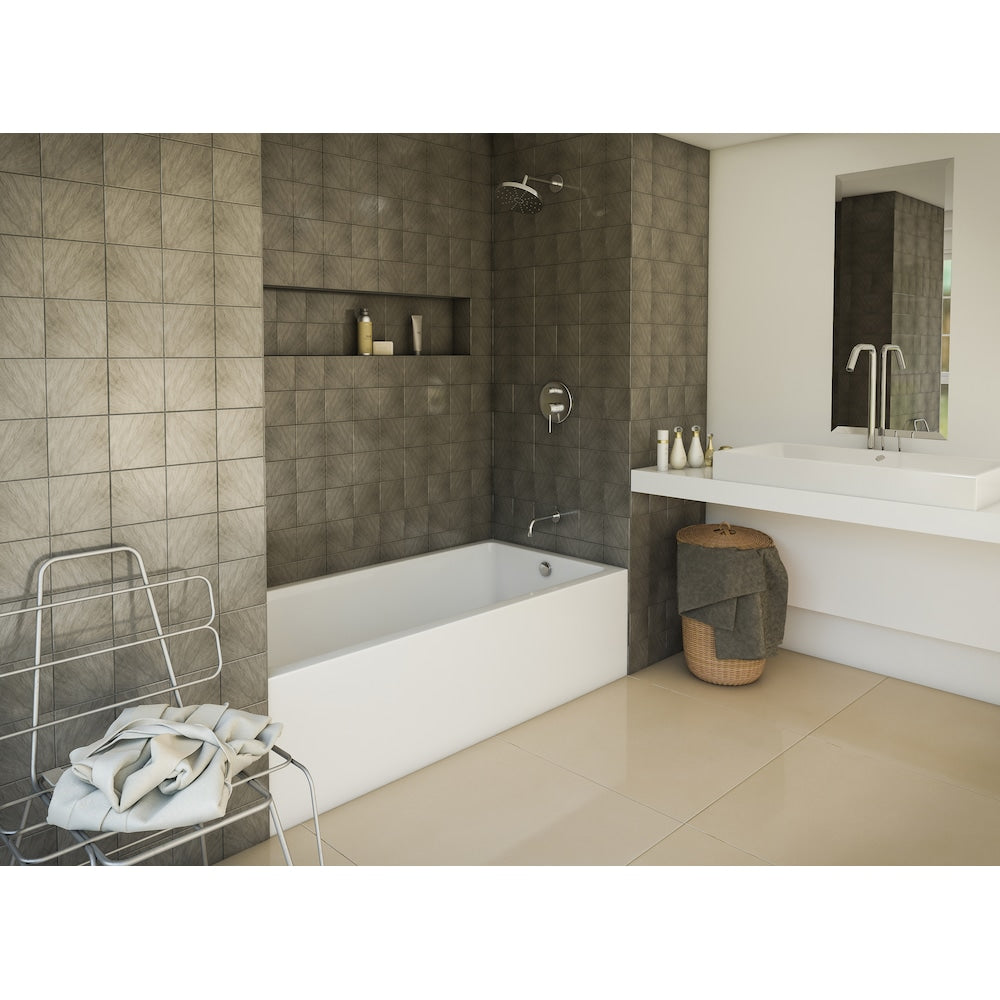 Baignoire rectangulaire en acrylique Austin 16 L 60 po x l 30 po x H 16 po, drain à droite, profondeur de trempage de 10 po, blanche