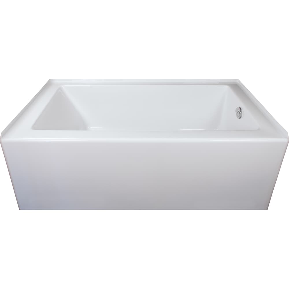 Baignoire rectangulaire en acrylique Adora de 60 po x 32 po x 20 po de hauteur, drain à droite, profondeur de trempage de 12 po, blanche
