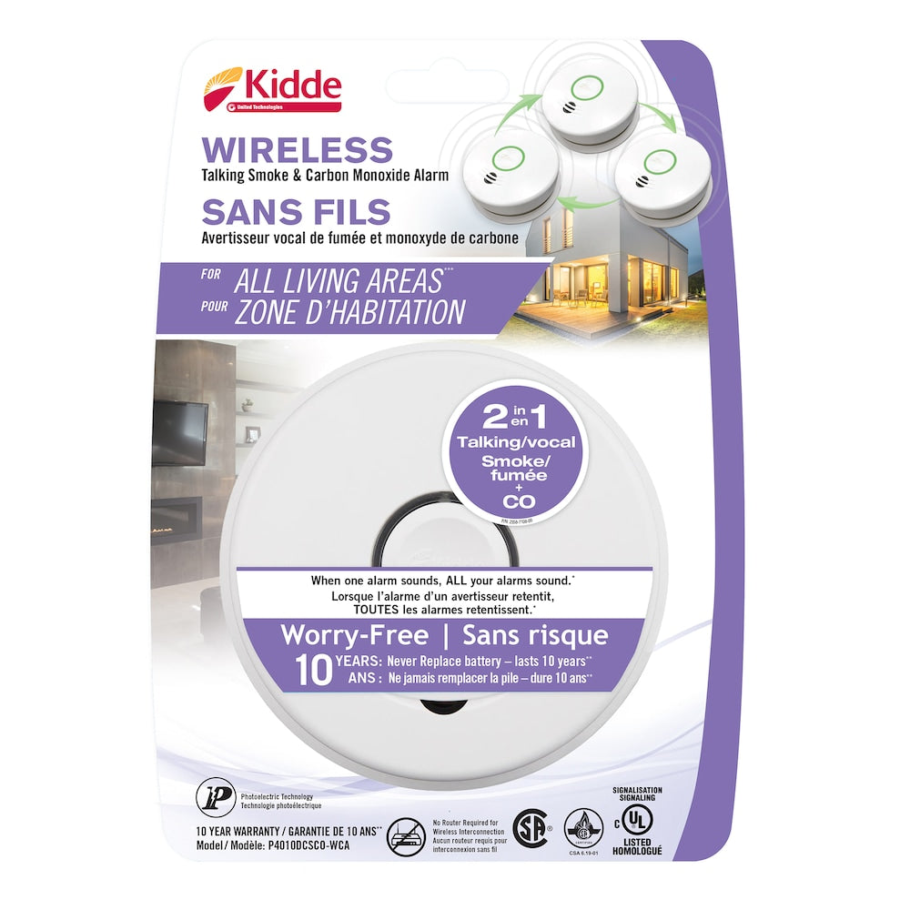 Worry Free Wireless Battery Operated Combination Smoke and CO Alarm with Voice Alert